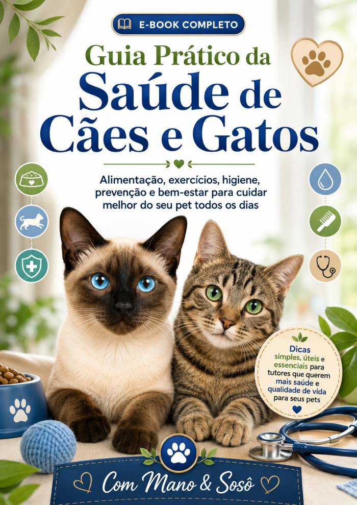 Capa do e-book Guia Pratico da Saude de Caes e Gatos